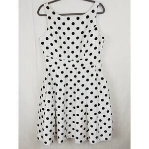 Jessica Howard Black and White Polka Dot Midi Dress